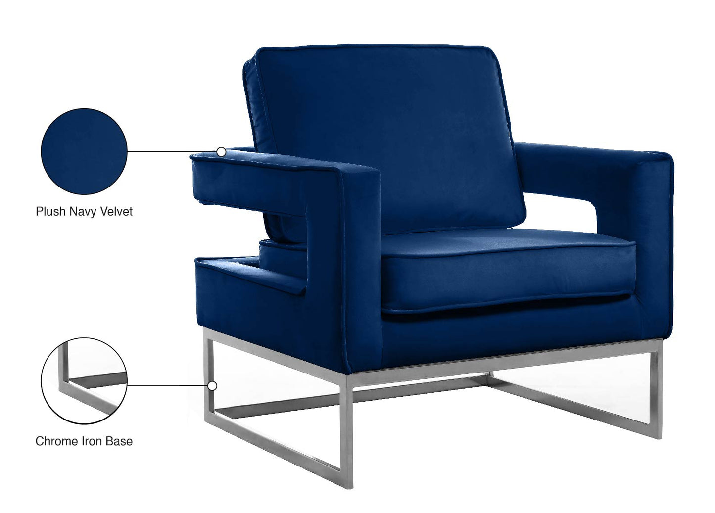 madelyn navy velvet accent chair