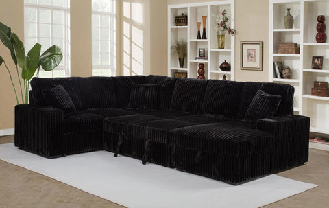 Lazaro Sleeper Sectional Sofa Storage Chaise Black