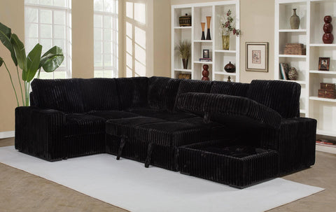 Lazaro Sleeper Sectional Sofa Storage Chaise Black