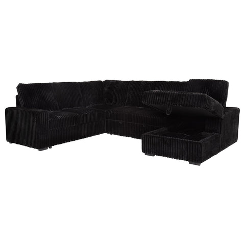 Lazaro Sleeper Sectional Sofa Storage Chaise Black