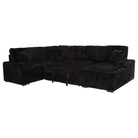 Lazaro Sleeper Sectional Sofa Storage Chaise Black