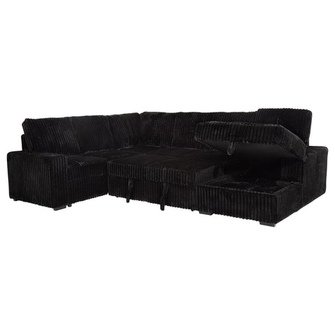 Lazaro Sleeper Sectional Sofa Storage Chaise Black