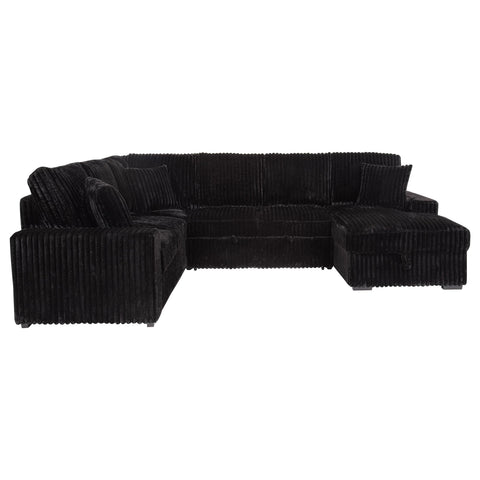 Lazaro Sleeper Sectional Sofa Storage Chaise Black
