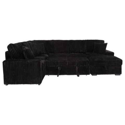Lazaro Sleeper Sectional Sofa Storage Chaise Black