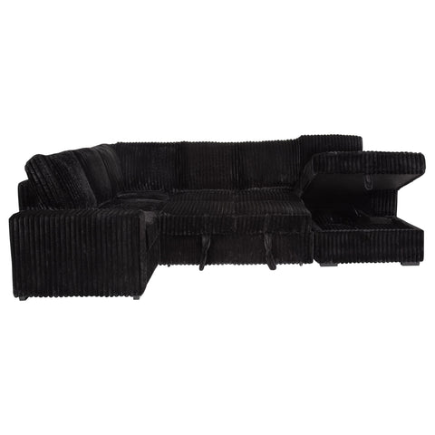 Lazaro Sleeper Sectional Sofa Storage Chaise Black