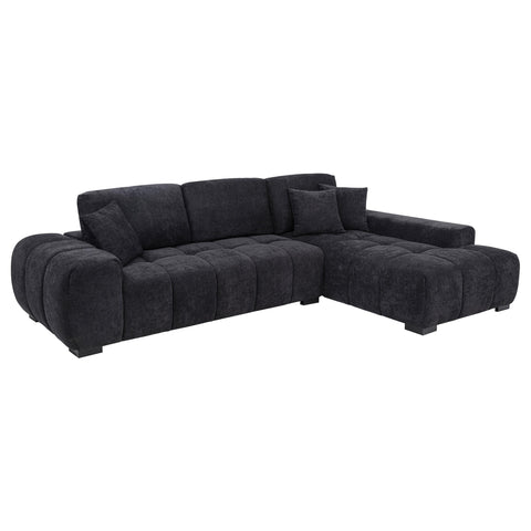 Schwartzman Upholstered Sectional Chaise Sofa Black