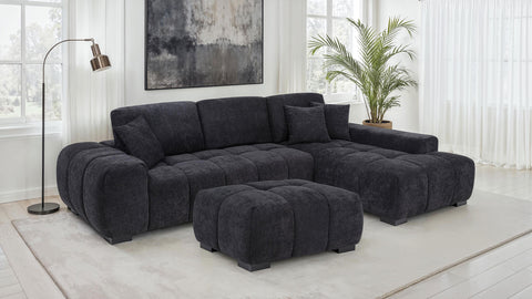 Schwartzman Upholstered Sectional Chaise Sofa Black