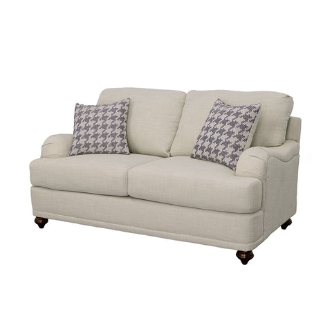 Clint Upholstered English Arm Loveseat Light Grey and BlueLight Grey / Blue