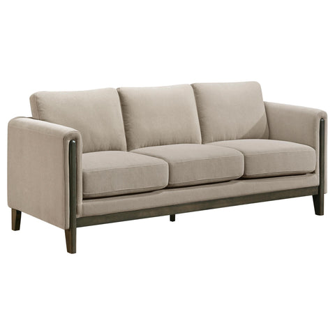Bowen Fabric Upholstered Panel Arm Sofa Taupe
