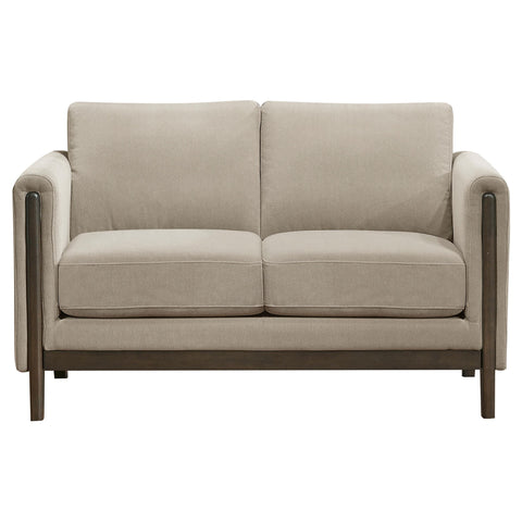 Bowen Fabric Upholstered Panel Arm Loveseat Taupe