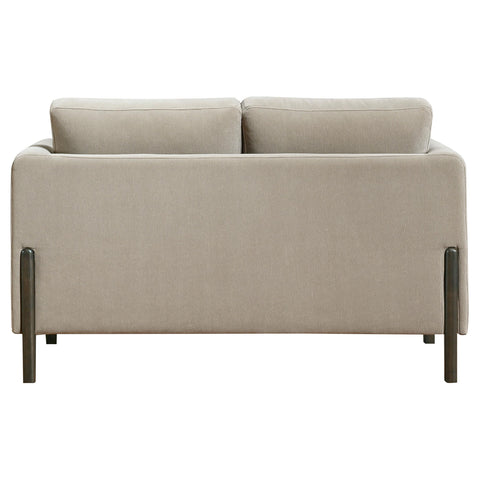 Bowen Fabric Upholstered Panel Arm Loveseat Taupe