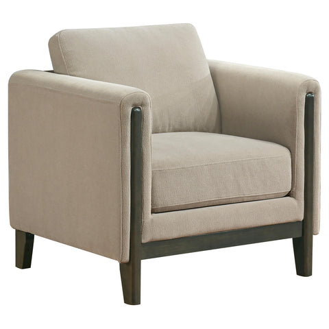 Bowen Fabric Upholstered Panel Arm Accent Chair Taupe