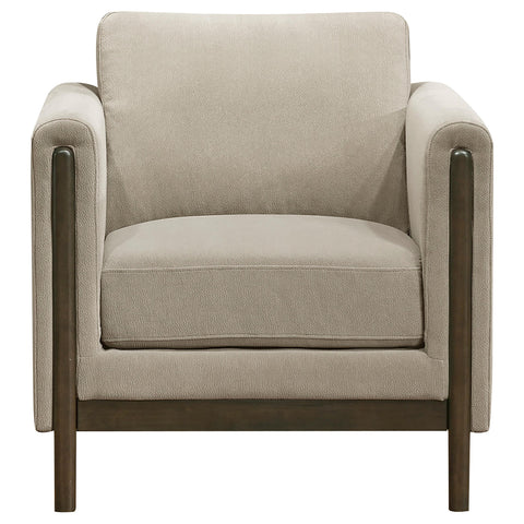 Bowen Fabric Upholstered Panel Arm Accent Chair Taupe