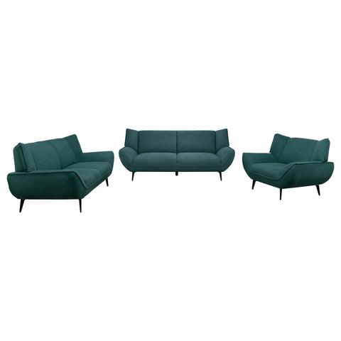 Ollie 3-piece Upholstered Flared Arm Sofa Set Teal BlueTeal Blue