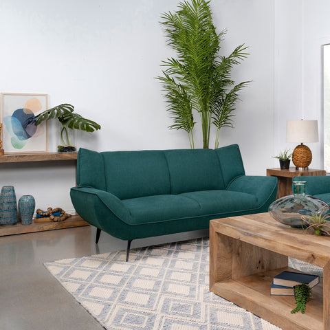Ollie Upholstered Flared Arm Loveseat Teal BlueTeal Blue