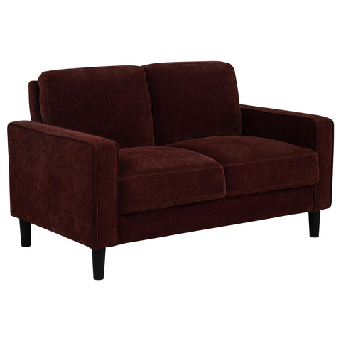 Blaine Fabric Upholstered Track Arm Loveseat Rust Red