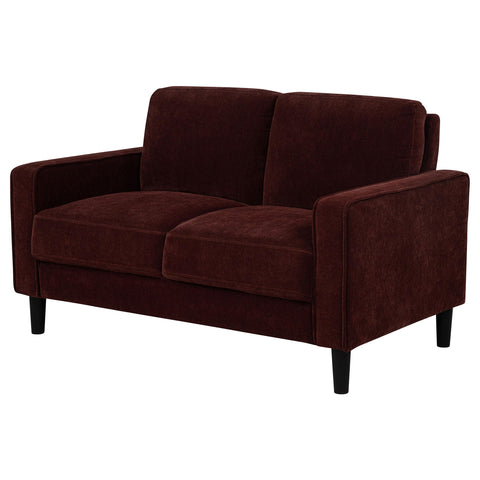 Blaine Fabric Upholstered Track Arm Loveseat Rust Red