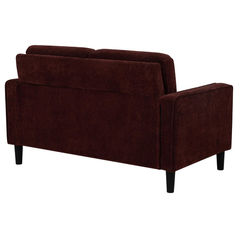 Blaine Fabric Upholstered Track Arm Loveseat Rust Red