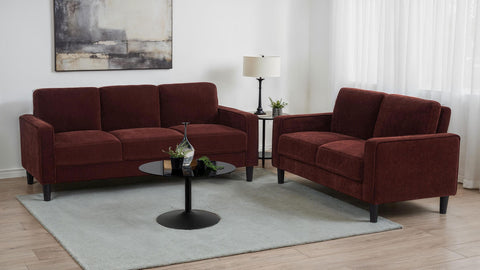 Blaine Fabric Upholstered Track Arm Loveseat Rust Red