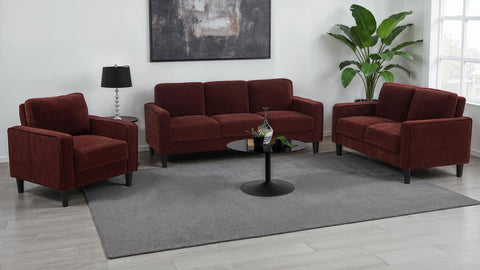 Blaine Fabric Upholstered Track Arm Loveseat Rust Red