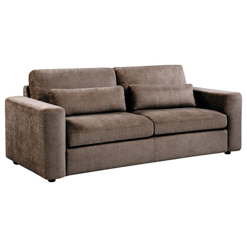 Dorset 2-piece Chenille Upholstered Track Arm Sofa Set Chocolate
