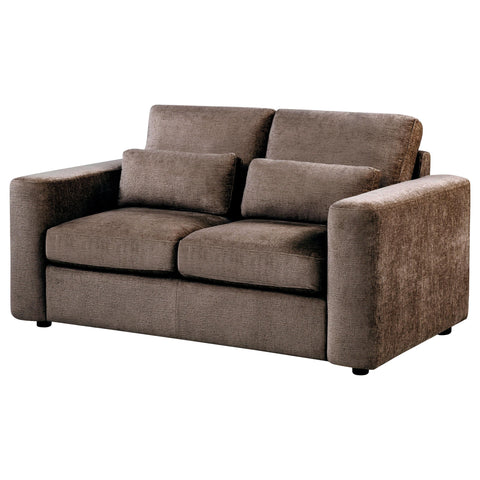 Dorset Chenille Upholstered Track Arm Loveseat Chocolate