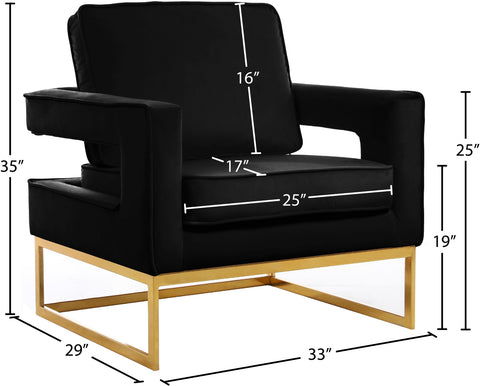 Mila Black Velvet Accent Chair Black