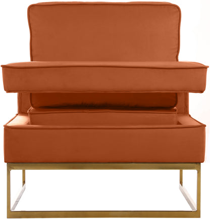 Mila Cognac Velvet Accent Chair Cognac