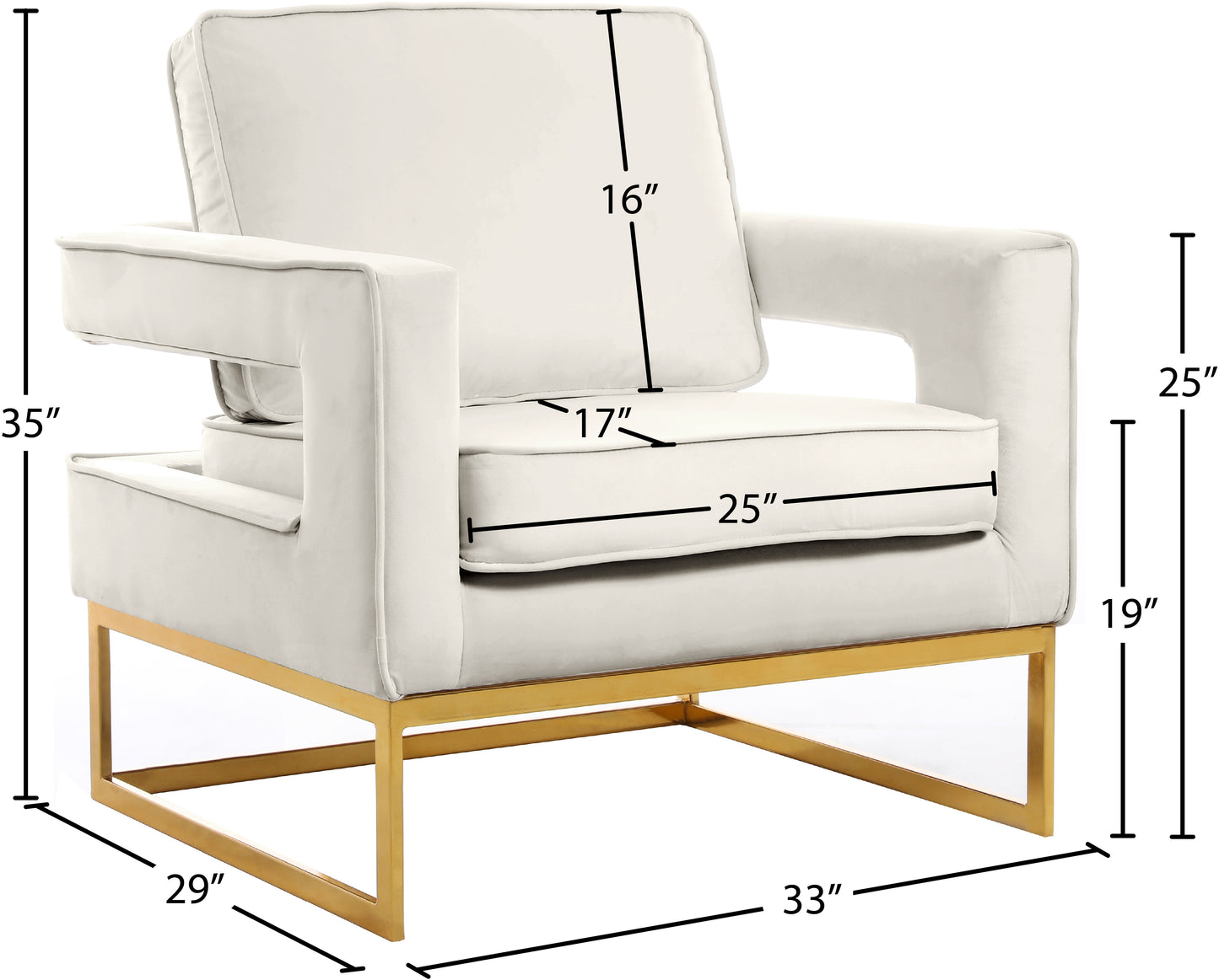 mila cream velvet accent chair cream