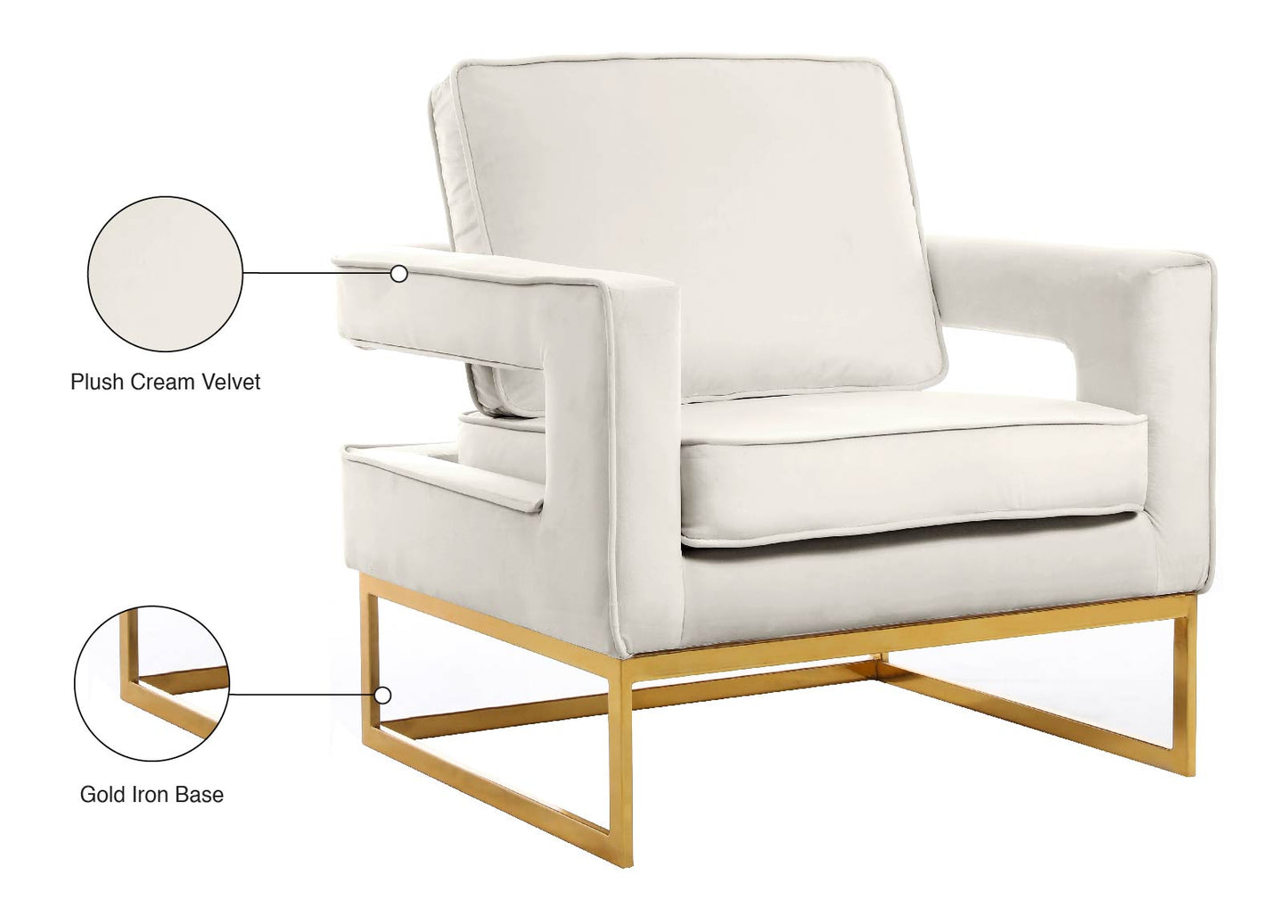 mila cream velvet accent chair cream