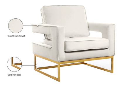 Mila Cream Velvet Accent Chair Cream