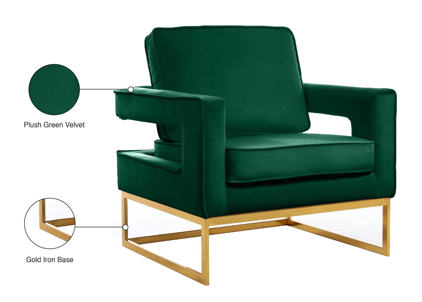 mila green velvet accent chair green