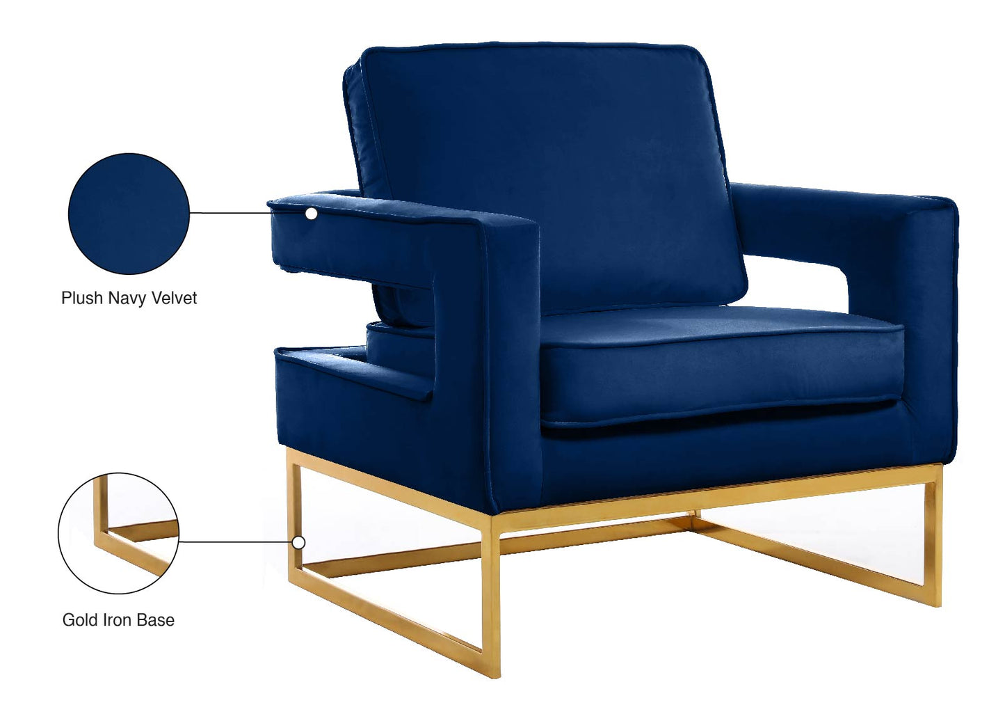 mila navy velvet accent chair navy