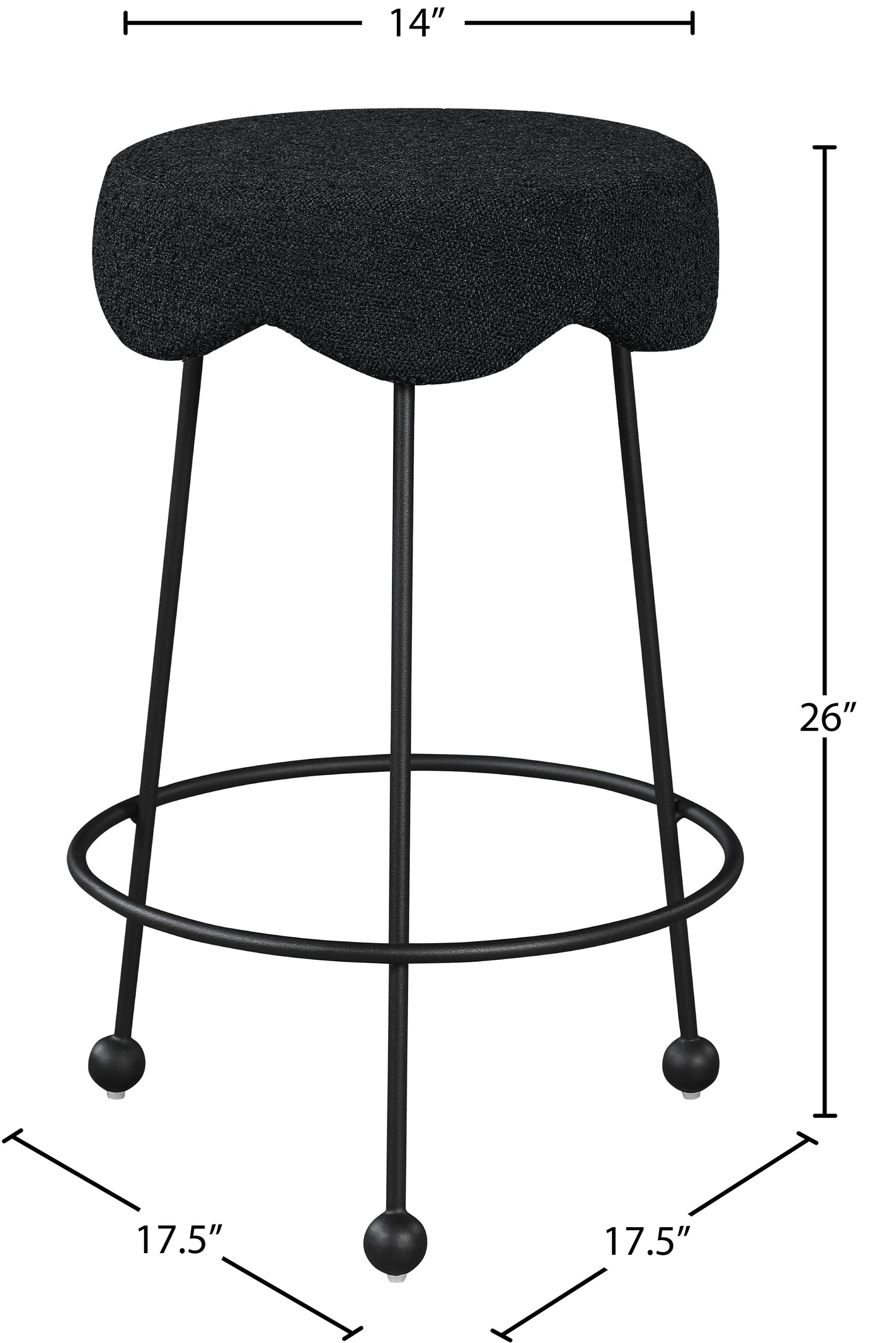 coco black fabric counter stool c