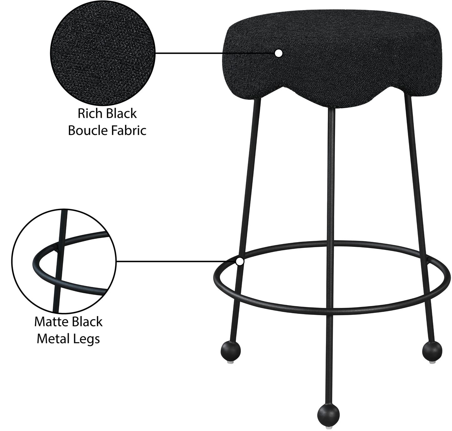 coco black fabric counter stool c