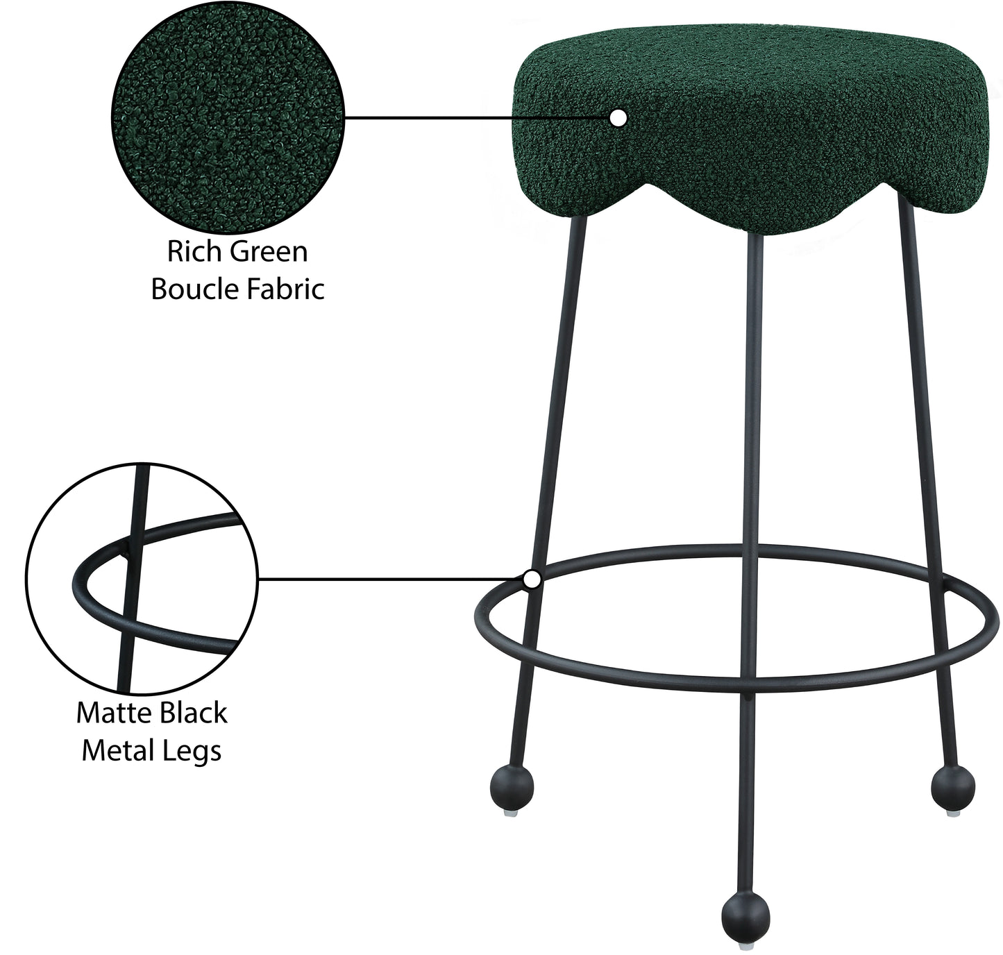 coco green fabric counter stool c