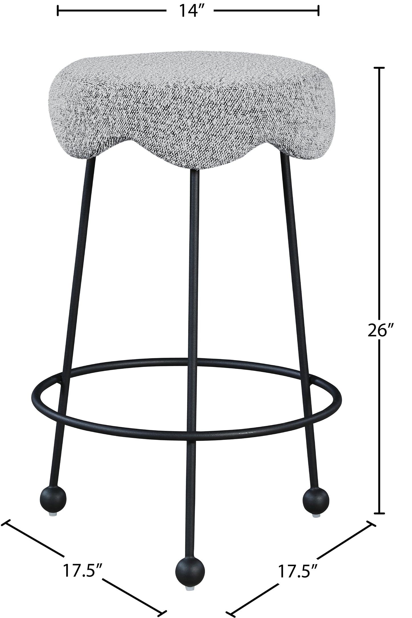 coco grey fabric counter stool c