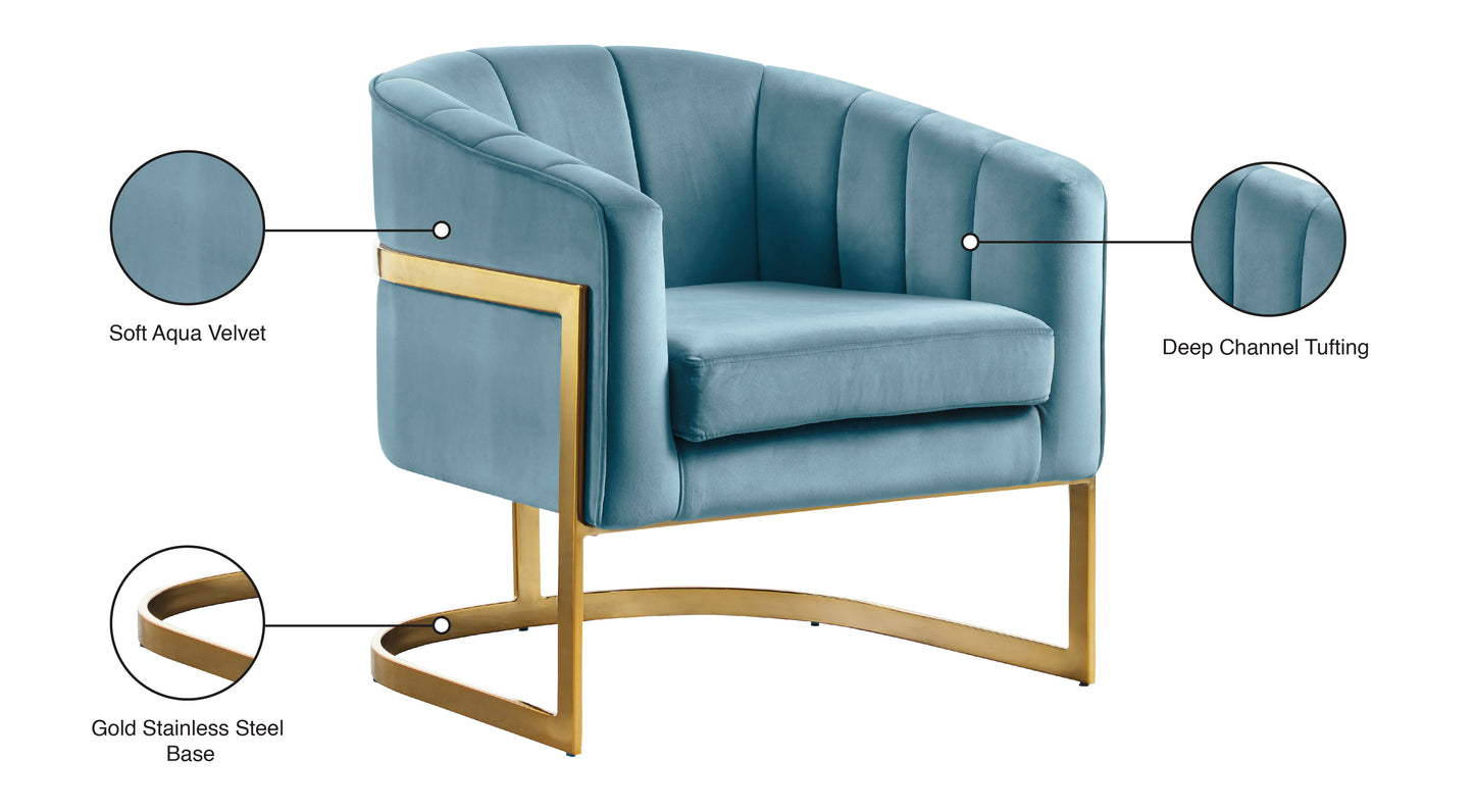 dixie aqua velvet accent chair aqua