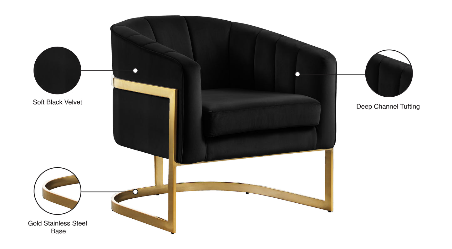 dixie black velvet accent chair black