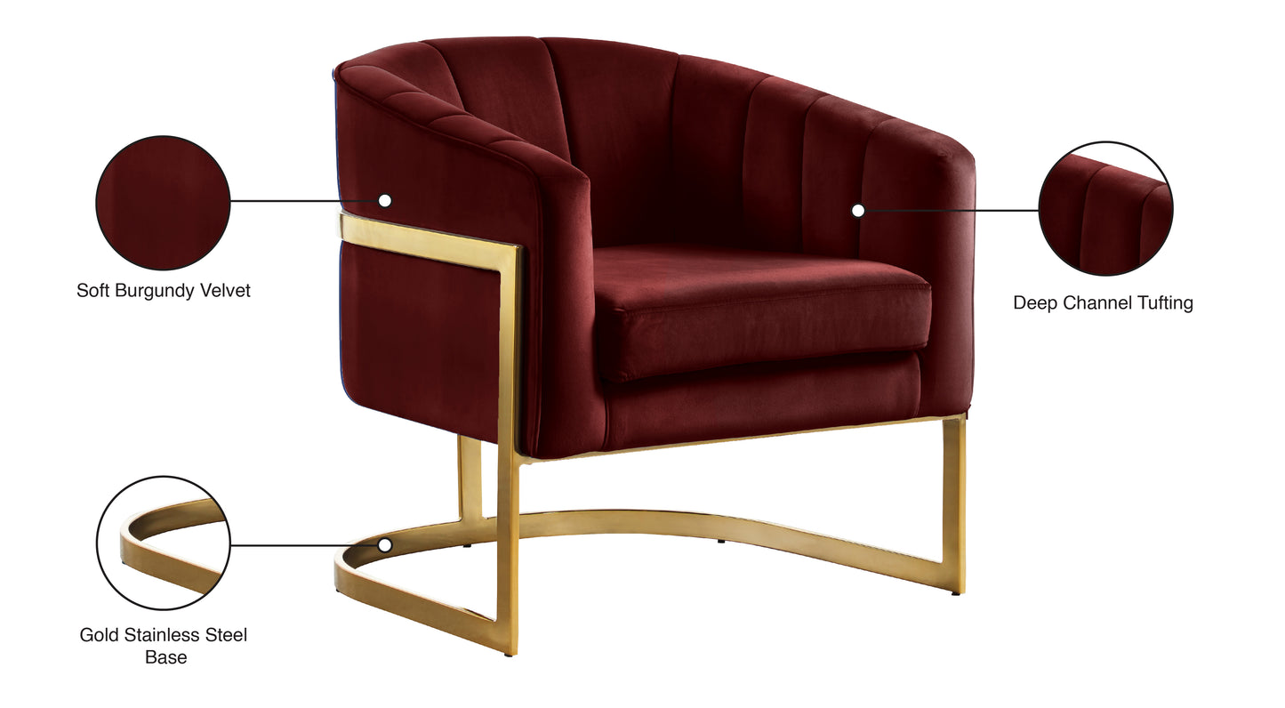 dixie burgundy velvet accent chair burg