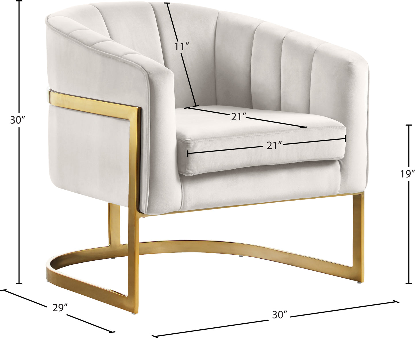 dixie cream velvet accent chair cream