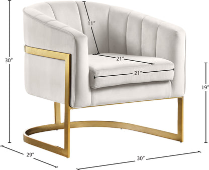 Dixie Cream Velvet Accent Chair Cream