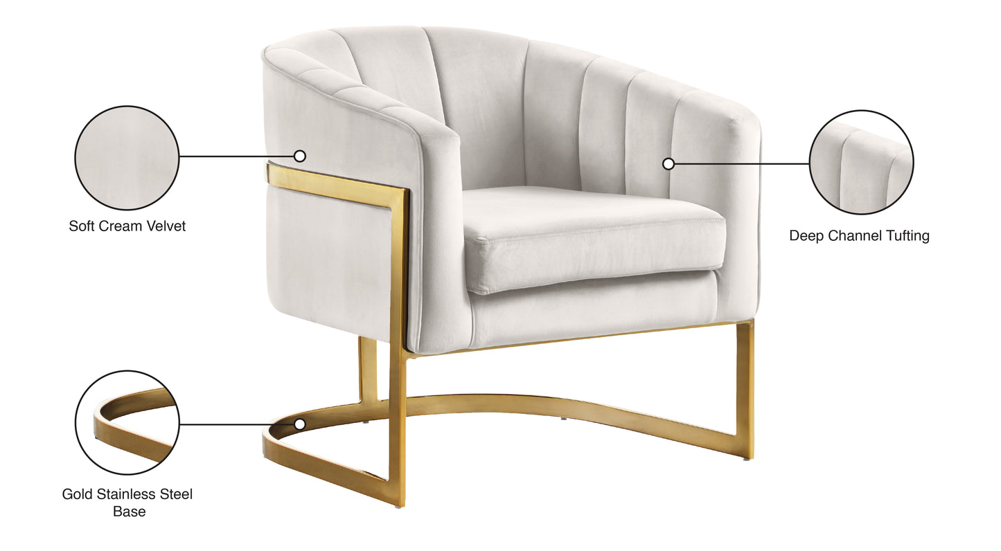 dixie cream velvet accent chair cream