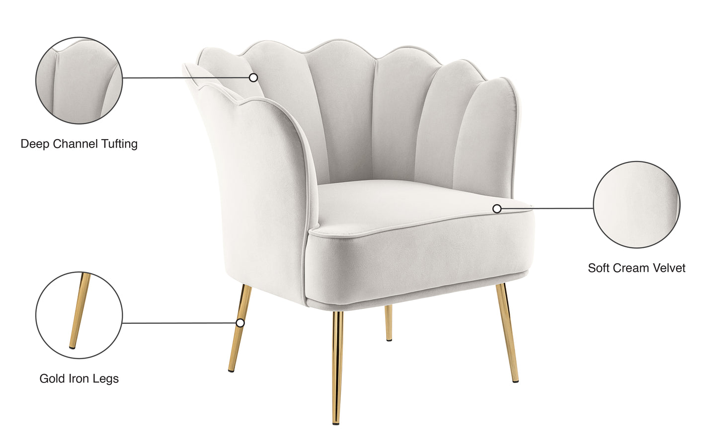 jackson cream velvet accent chair cream