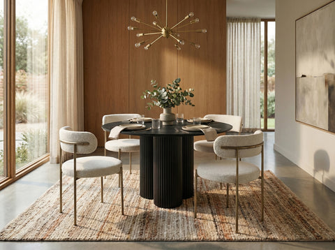 Paloma 48" Black Ash Wood And Oak Veneer Dining Table, 1 Piece