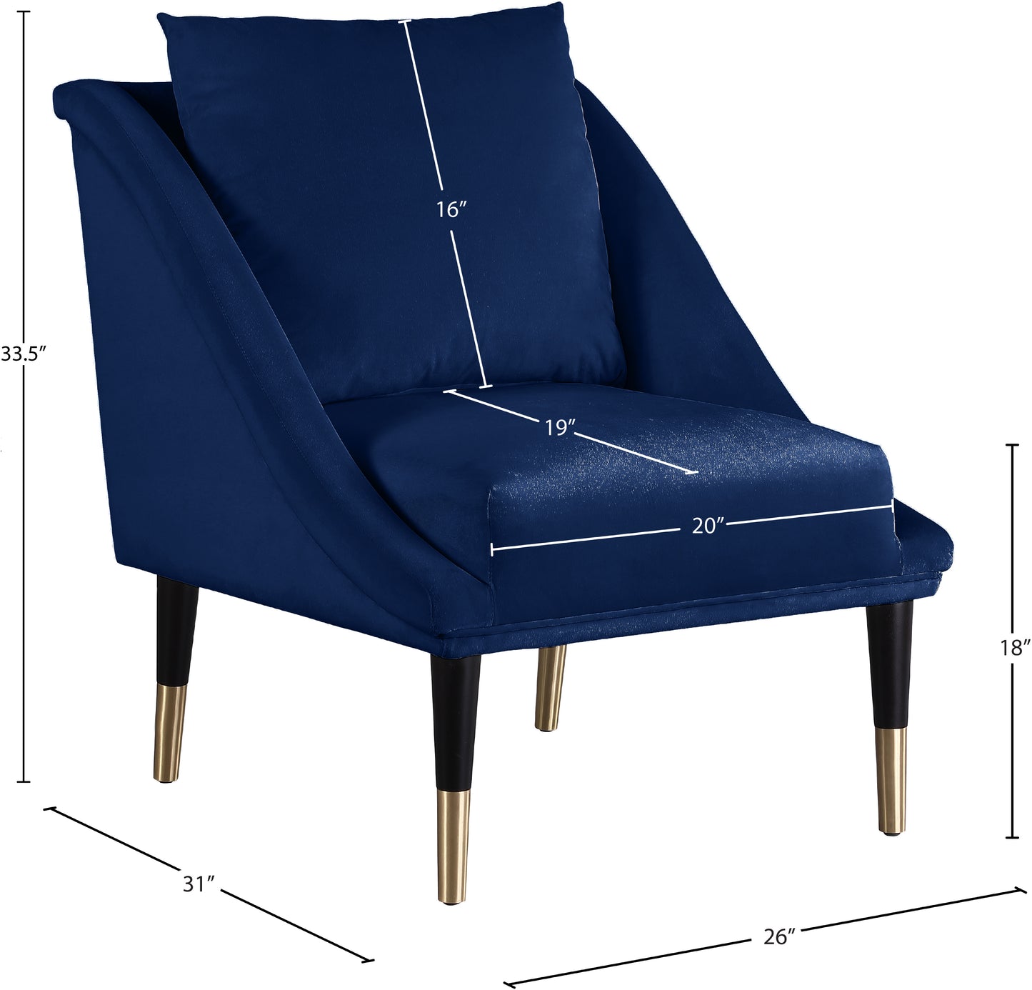 opal navy velvet accent chair c