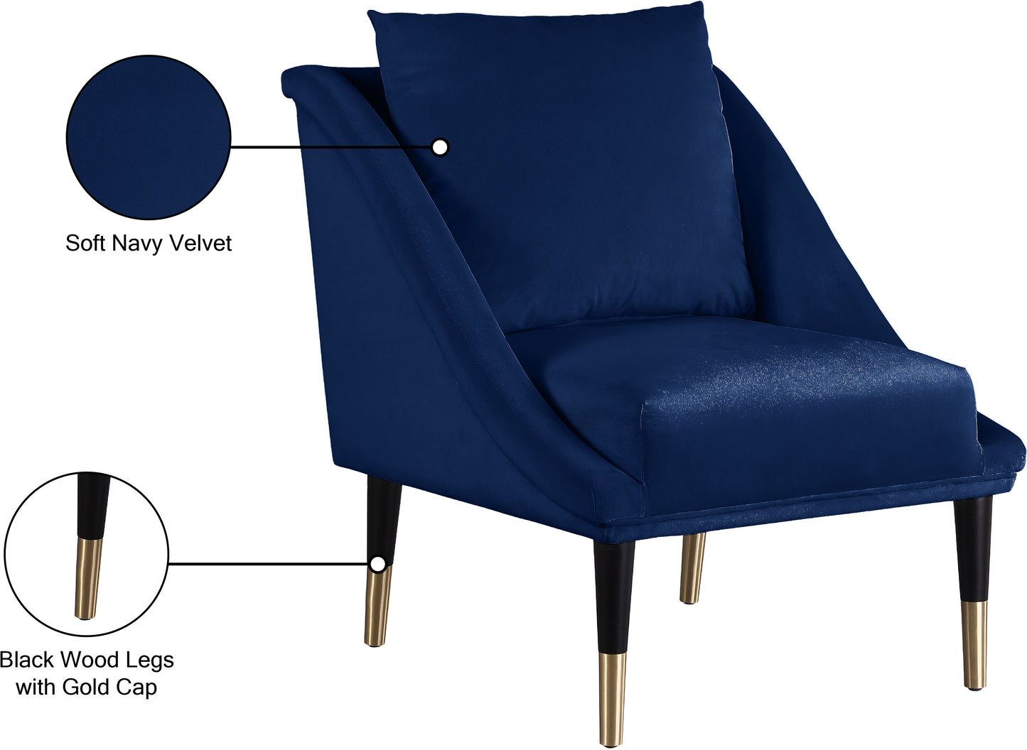 opal navy velvet accent chair c