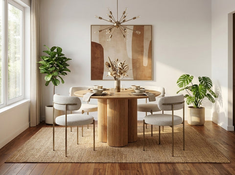 Paloma 48" Natural Ash Wood And Oak Veneer Dining Table, 1 Piece