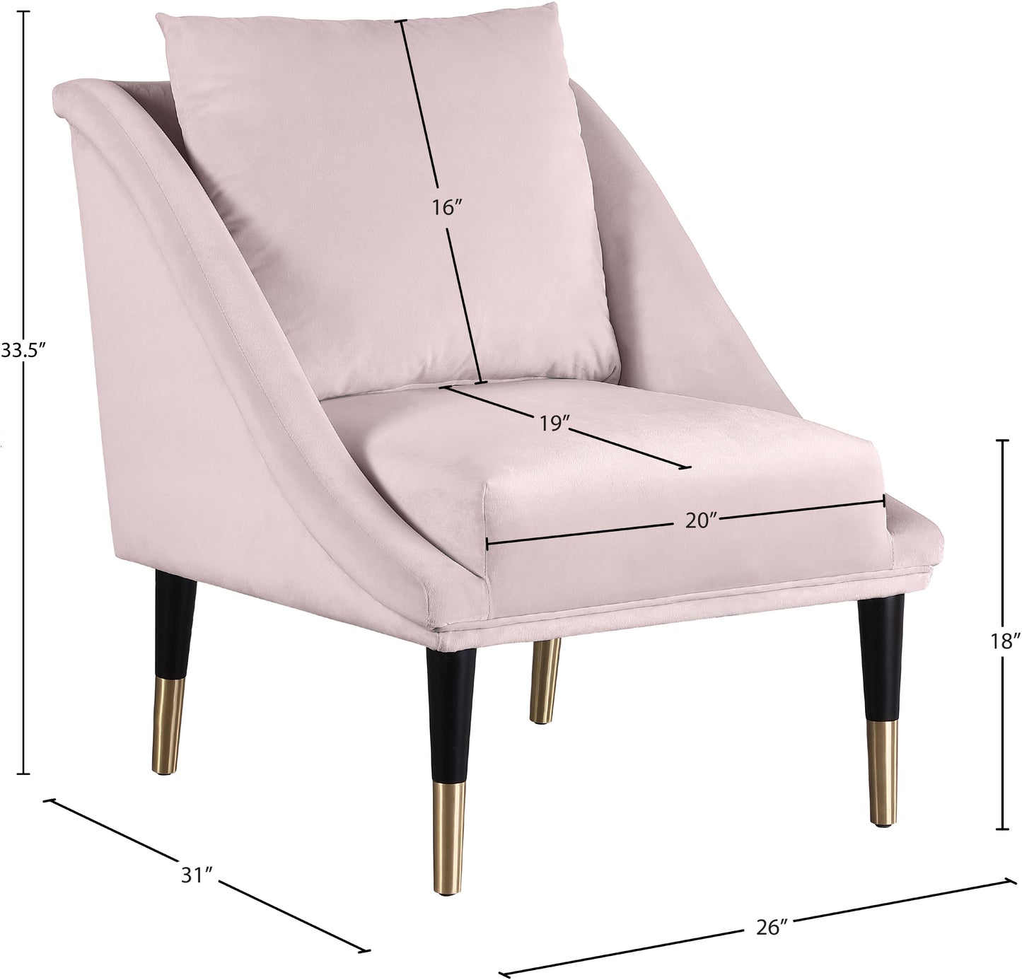 opal pink velvet accent chair c