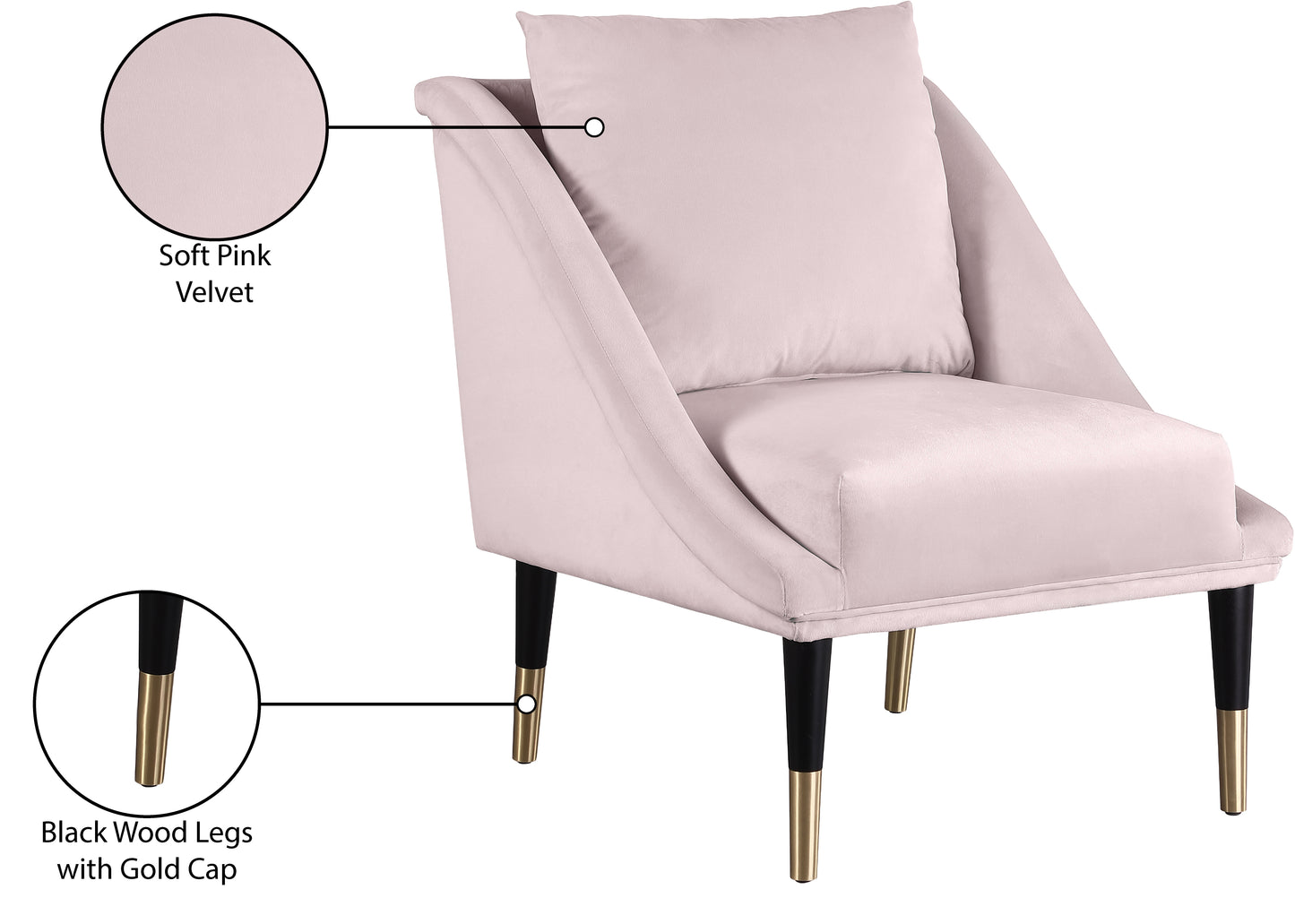 opal pink velvet accent chair c